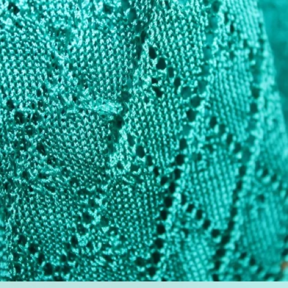 Bebe turquoise blue Ruffled Halter Tier Dress Jersey Medium - Picture 5 of 13